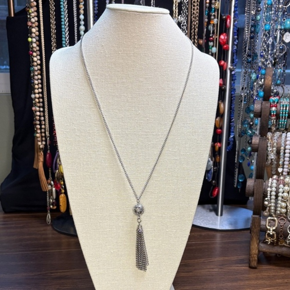 Chic Silver Tassel Necklace